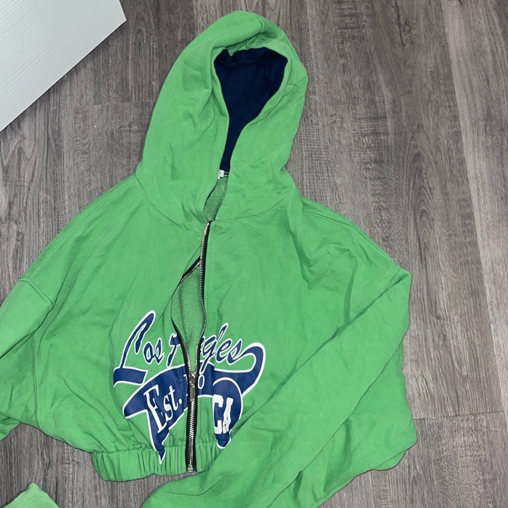 Cropped zip up hoodie